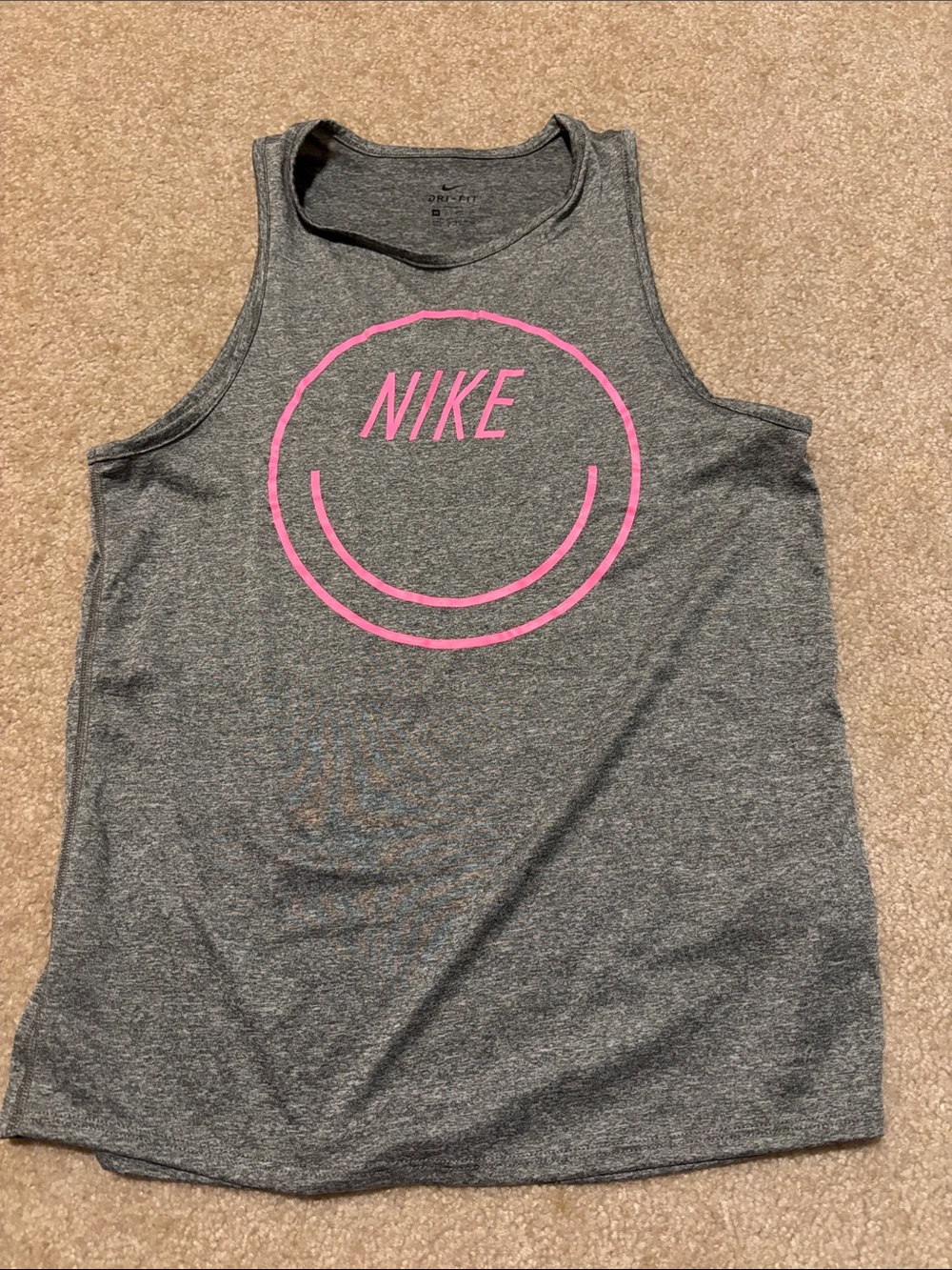 Nike Gray Tank Top with Pink Smile Logo